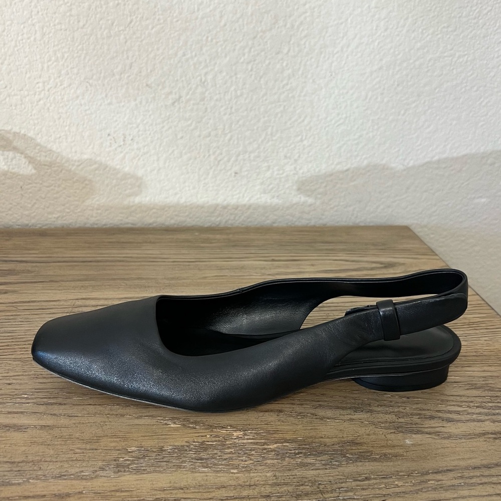 Vince Vida Slingback black soft leather flat square toe sz 8.5 - Picture 6 of 12